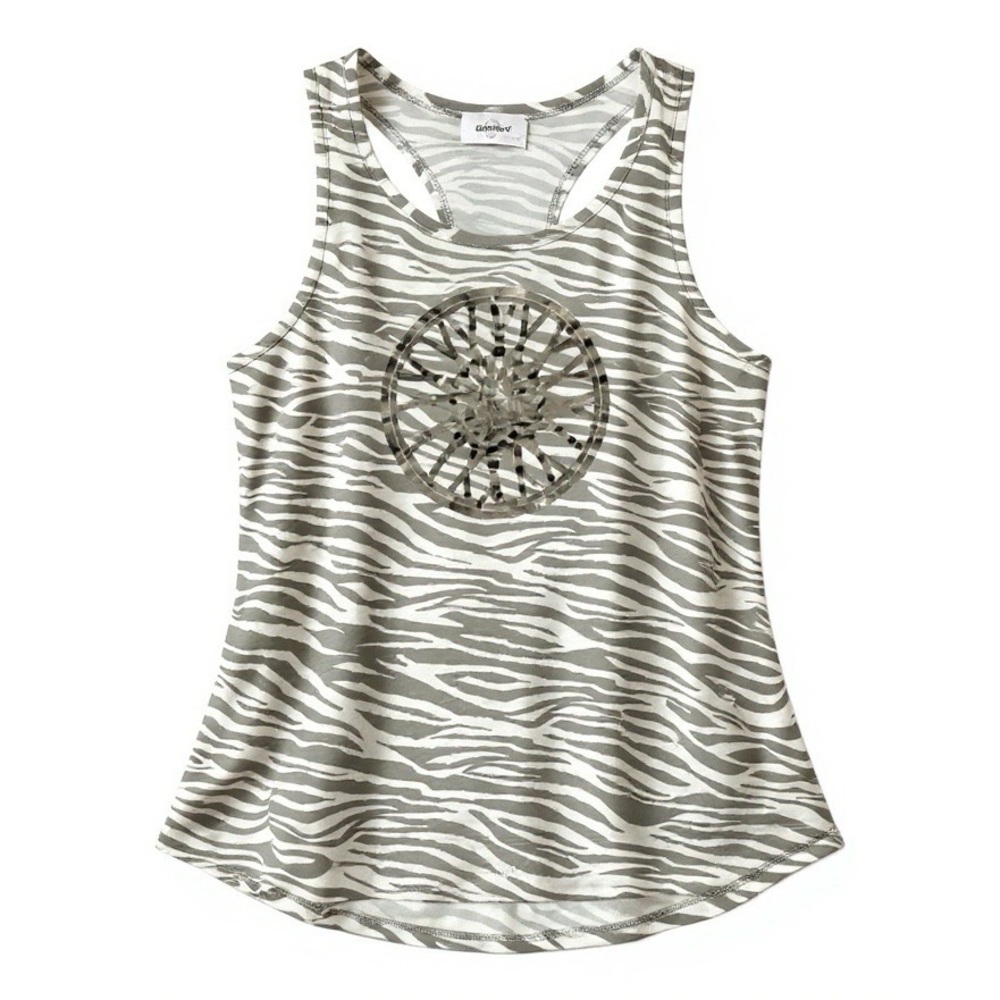 Soulcycle‎ Zebra Print Muscle Tank Top Slash Back